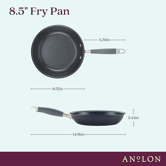 Anolon Advanced Home Hard Anodized Nonstick Frying Pan, 8.5 Inch – Small Non Stick Egg Pan, Durable Nonstick Skillet - Moonstone