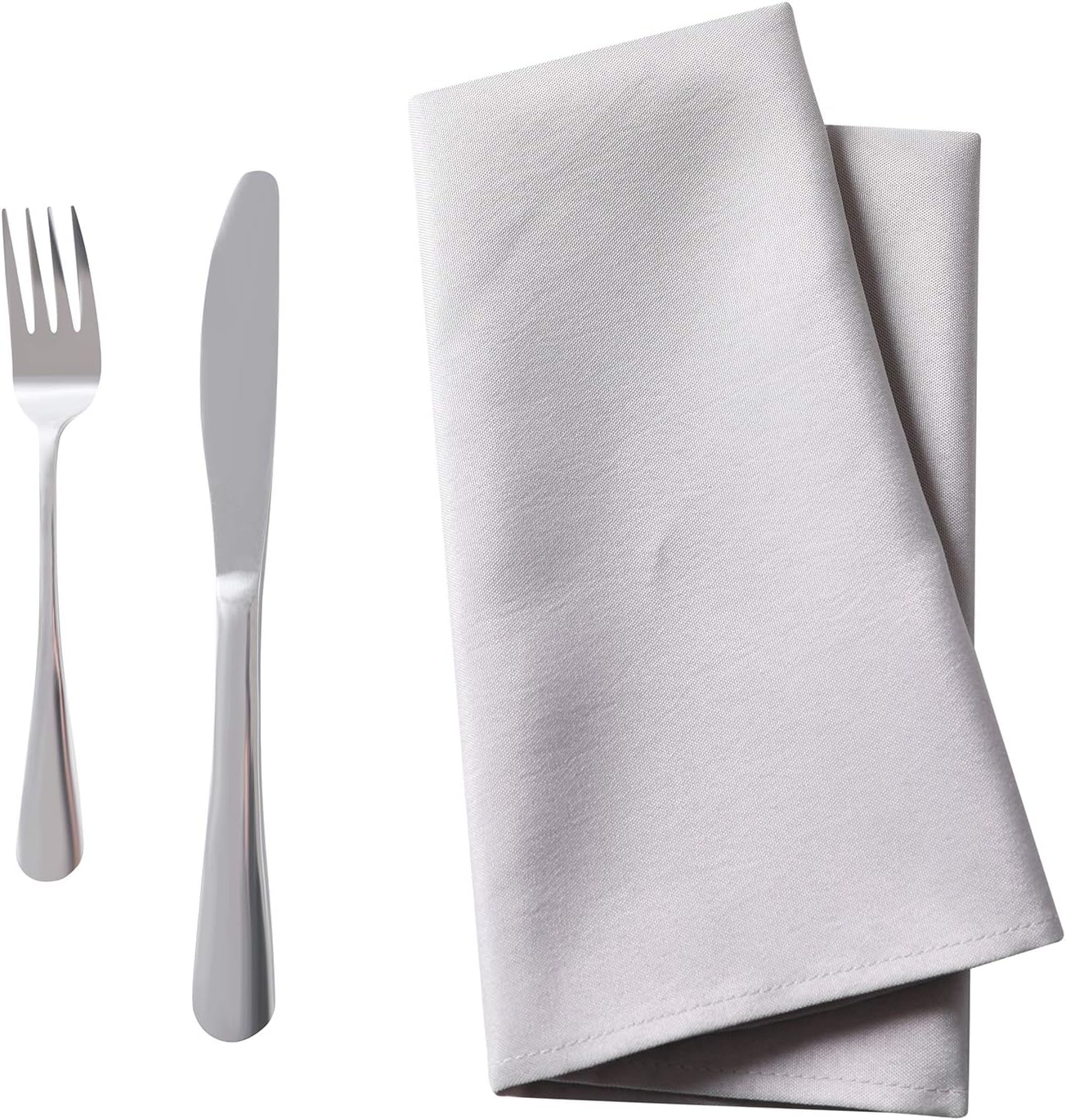 Bailarina Cloth Napkins Set of 120,17x17 inches Dinner Napkins Cloth Washable,Polyester Square Table Cloth Napkin Bulk with Hemmed Edges Ideal for Banquets, Parties and Weddings-Silver