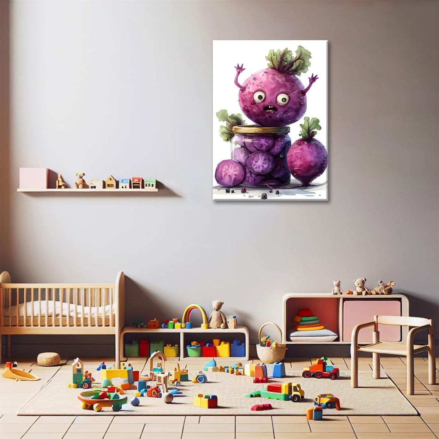 OIQArtOIQ Funny Kitchen Wall Art, Weird Kitchen Wall Decor, Vegetable Paintings Cool Postsers, Food Art, Eclectic Decor Dining Room, Chef Canvas Wall Art Print Artwork, Pickle Pictures