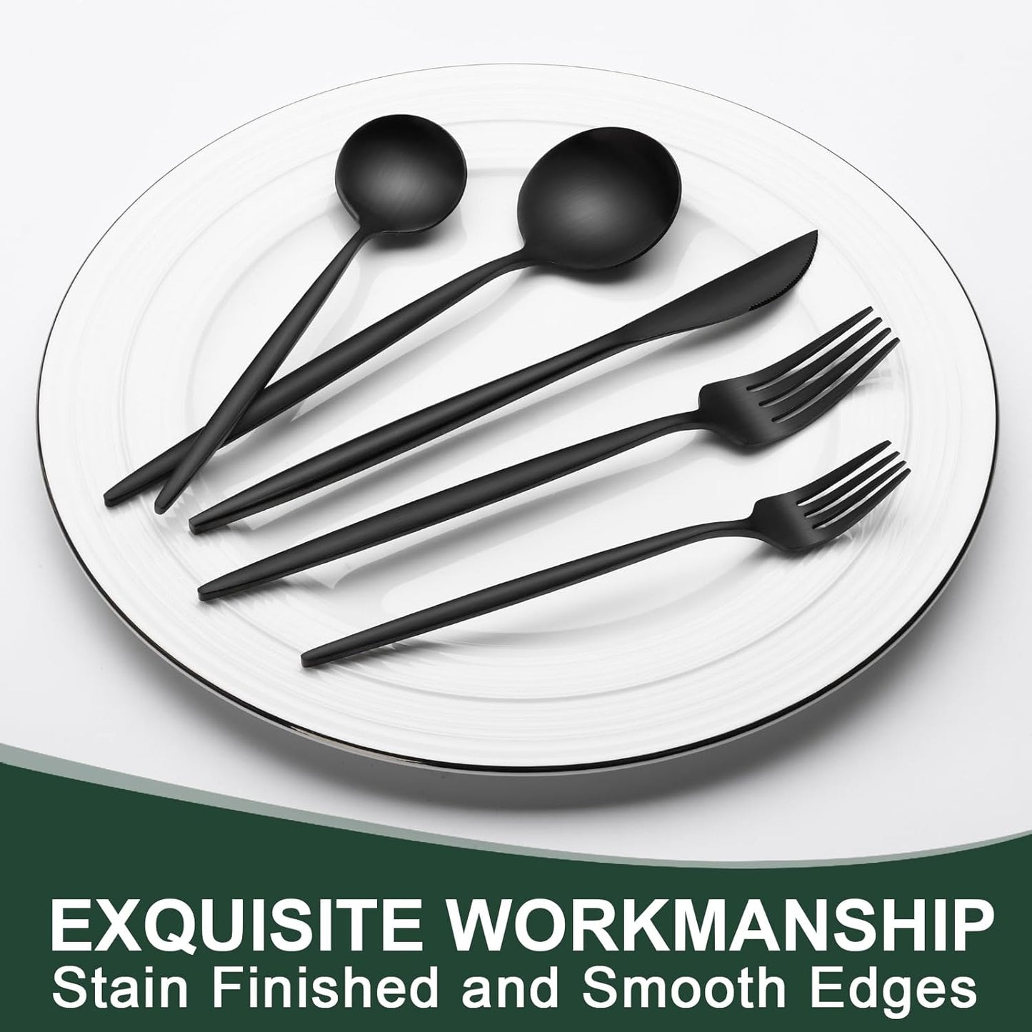 Matte Black Silverware Set 20 Piece, Wildone Stainless Steel Flatware Set Service for 4, Cutlery Utensil Sets for Home Restaurant, Include Knife Fork Spoon Set, Dishwasher Safe