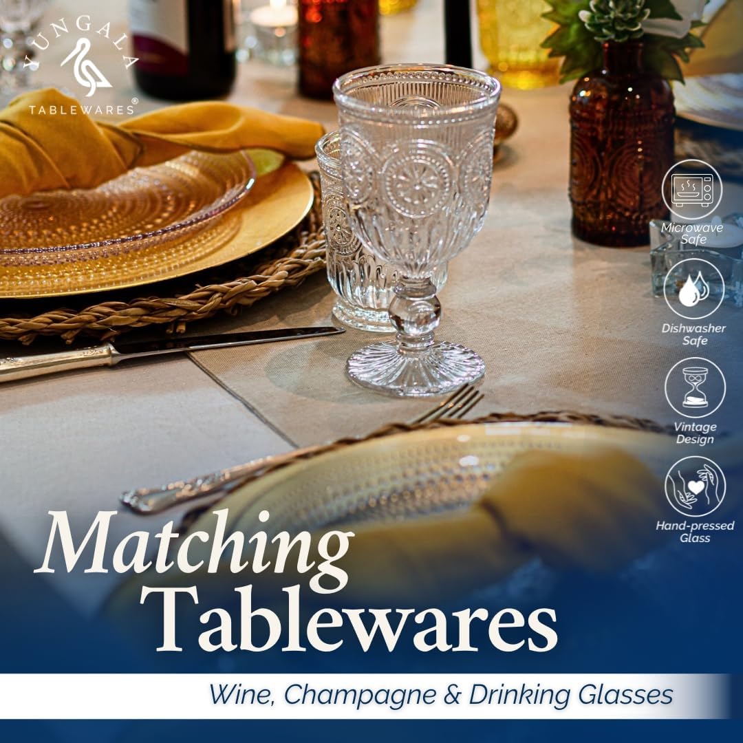 Yungala Set of 4 Vintage Glass Dinner Plates – 10.5" Clear Hobnail Glass Plates, Elegant Dinnerware for Upscale Dining