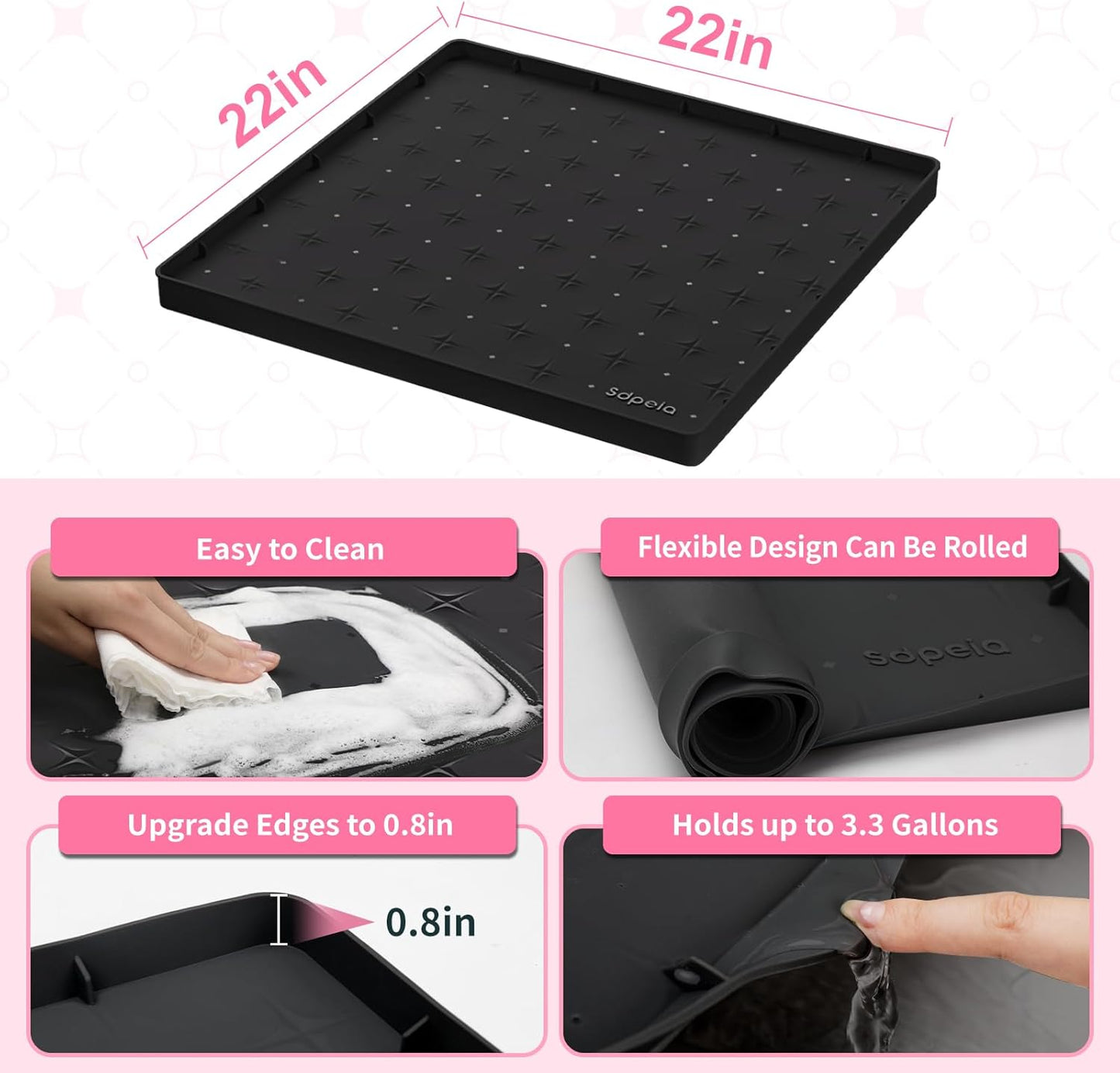 Sdpeia Under Sink Mat for [22" x 22"] Cabinet, Upgraded Silicone Waterproof Mat Kitchen Cabinet Liner Cabinet Protector Kitchen Organizers and Storage