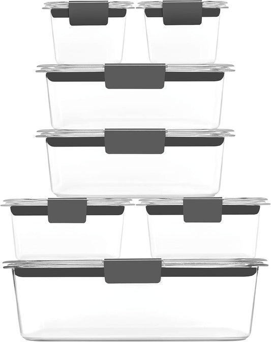 Rubbermaid Brilliance Food Storage Containers, 14 Piece Plastic Containers with Lids, BPA-Free, Leak Proof, Clear