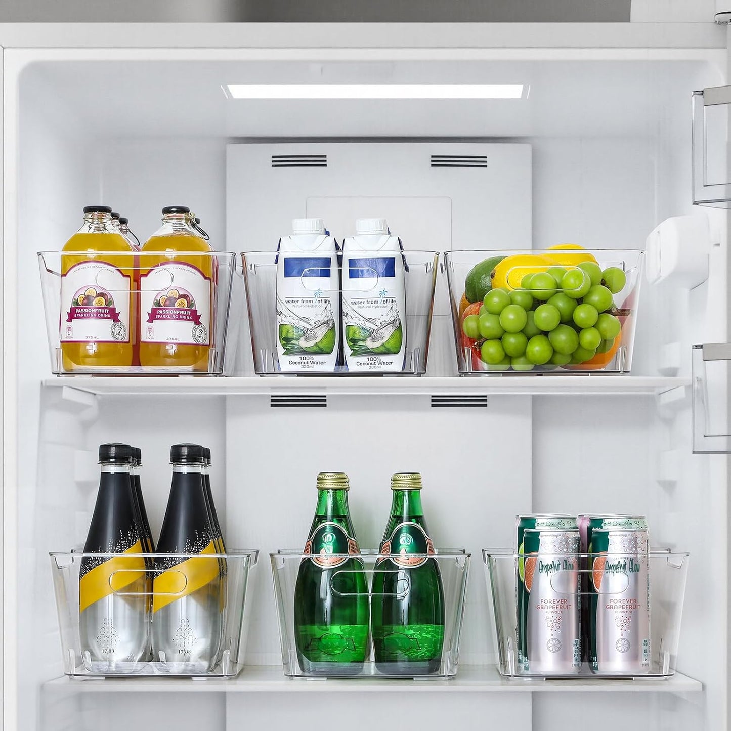 12 PACK Multi-Use Clear Plastic Storage Bins for Organizing w/Labels - Home, Kitchen, Pantry, Bathroom, Office, Cabinet Shelf Organizer Bins - SOHO Collection, RV, Fridge Organization Containers - L