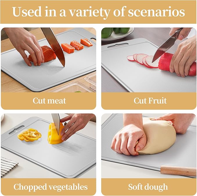 Titanium Cutting Board-Pure Titanium Cutting Boards For Kitchen，Double-Sided Metal Cutting Board with Juice Groove, Separates Meat and Vegetables, Dishwasher Safe (Pattern 14×10 Inch)