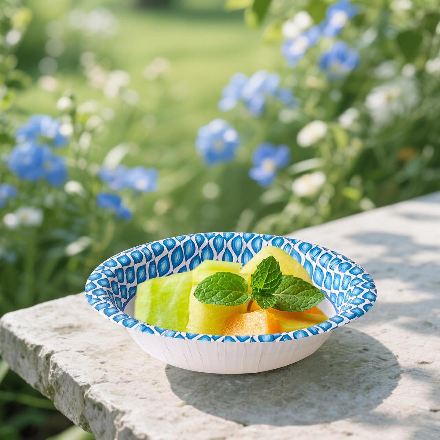 MUCHII 10 Oz Paper Bowls 150 Count Disposable Bowls, Printed Soak Proof Small Bowls for Snacks, Dessert, And Light Lunch Meals