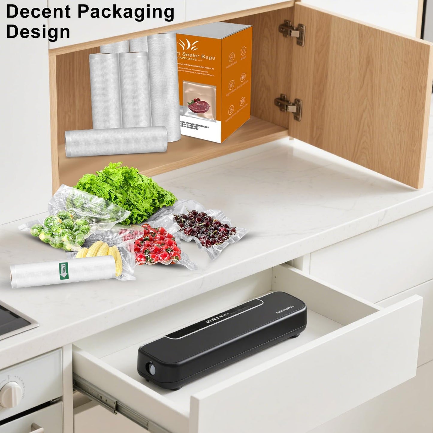 Premium Vacuum Sealer Bags, 3 Rolls 8" x 16.4' & 3 Rolls 11" x 16.4', Commercial Grade BPA-Free Heavy-Duty Food Vacuum Sealer Saver Rolls for Sous Vide or Meal Prep, Freezer Storage, Fits All Sealers