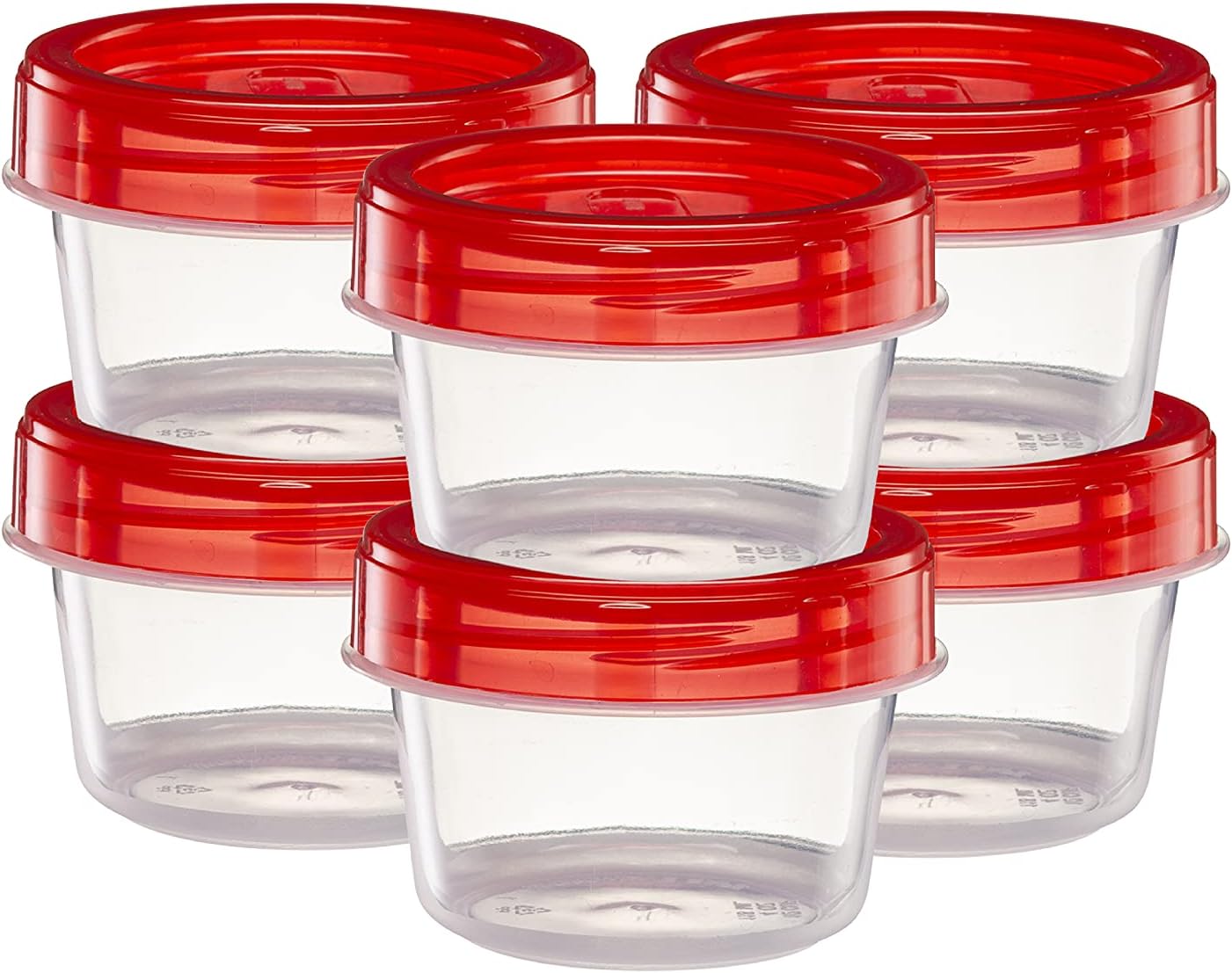 (4 Ounce 20 Pack) Twist cap Containers Clear Bottom With Red Top Screw on Lids Twist Top Food Storage Freezer Containers