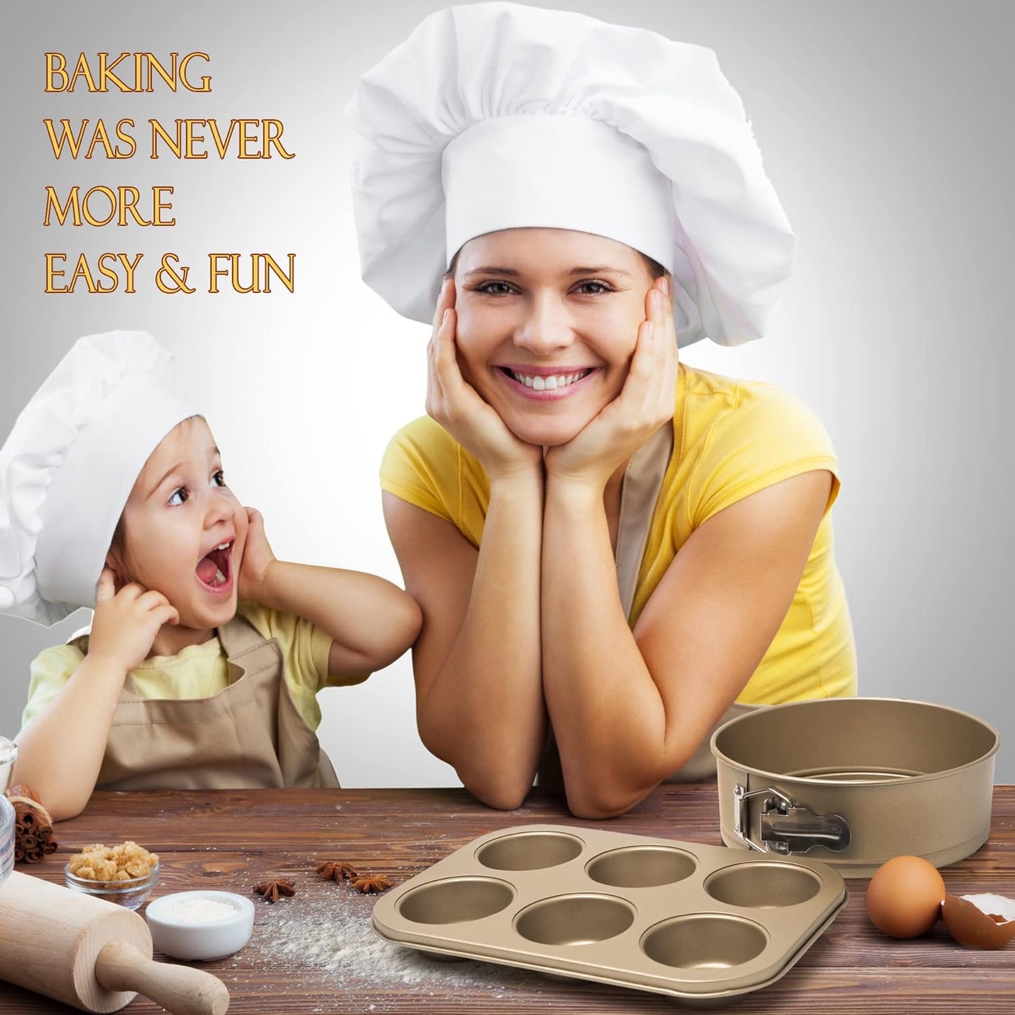 Moss & Stone 5 Piece Baking Pans Set, Carbon Steel Non-Stick PTFE Coating Oven Safe Baking Sheet Set, Bakeware Set With Heat Red Glove, Cookie Sheets For Baking Nonstick Set