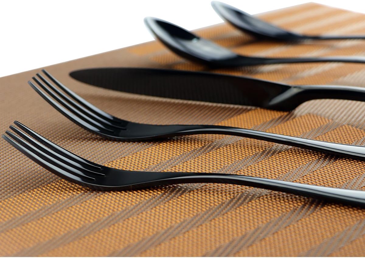 5-Piece Stainless Steel Flatware Silverware Set Service for 1 Dinnerware Mirror Polished Include Knife/Fork/Spoon Dishwasher Safe