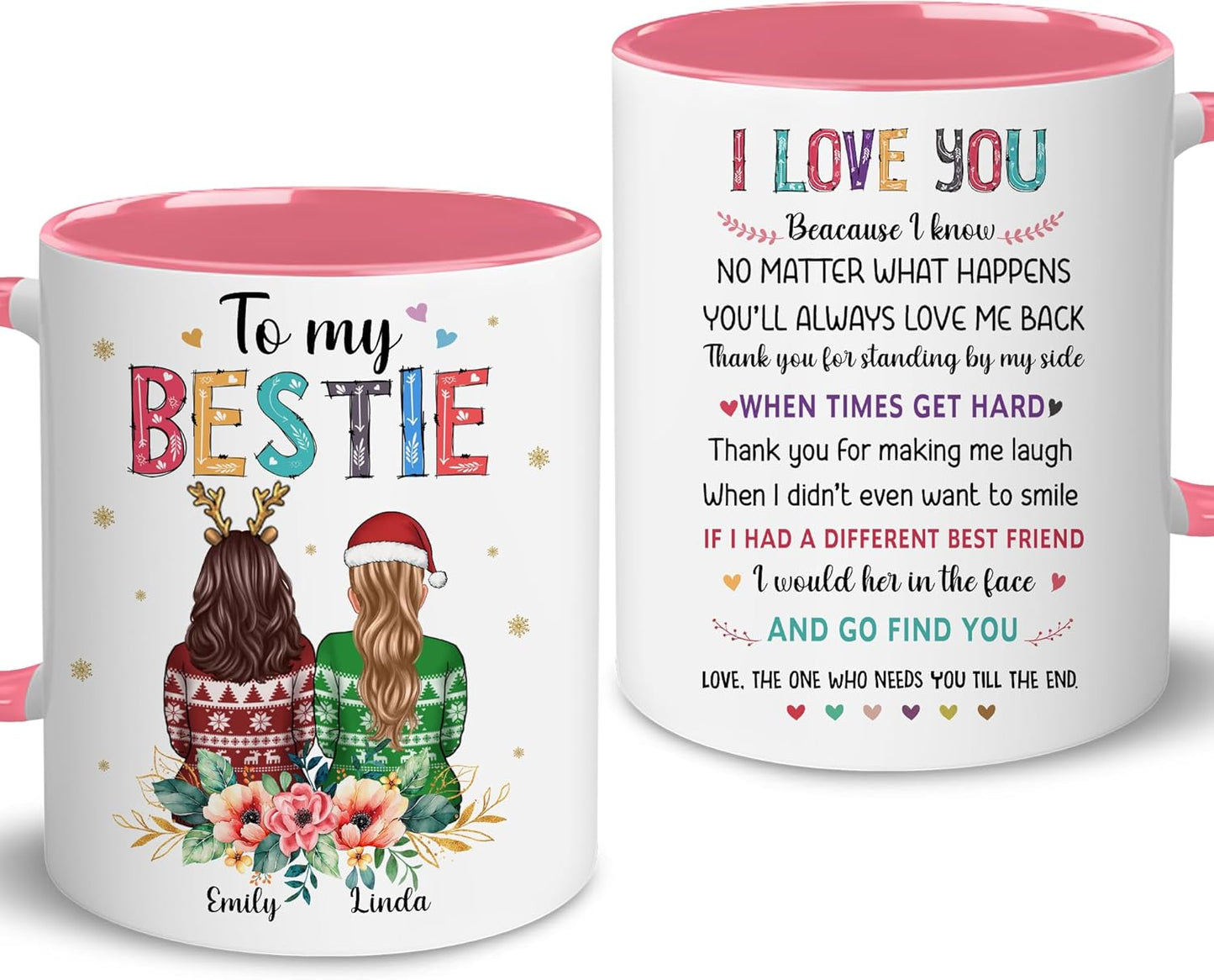 Personalized Bestie Cup - Christmas, Birthday Gifts For Best Friend, Bestie, Sister, BFF - Friendship Gifts For Women, Her, Women - Long Distance Cup - Birthday, Mothers Day Gift