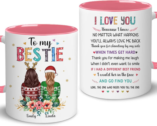 Personalized Bestie Cup - Christmas, Birthday Gifts For Best Friend, Bestie, Sister, BFF - Friendship Gifts For Women, Her, Women - Long Distance Cup - Birthday, Mothers Day Gift