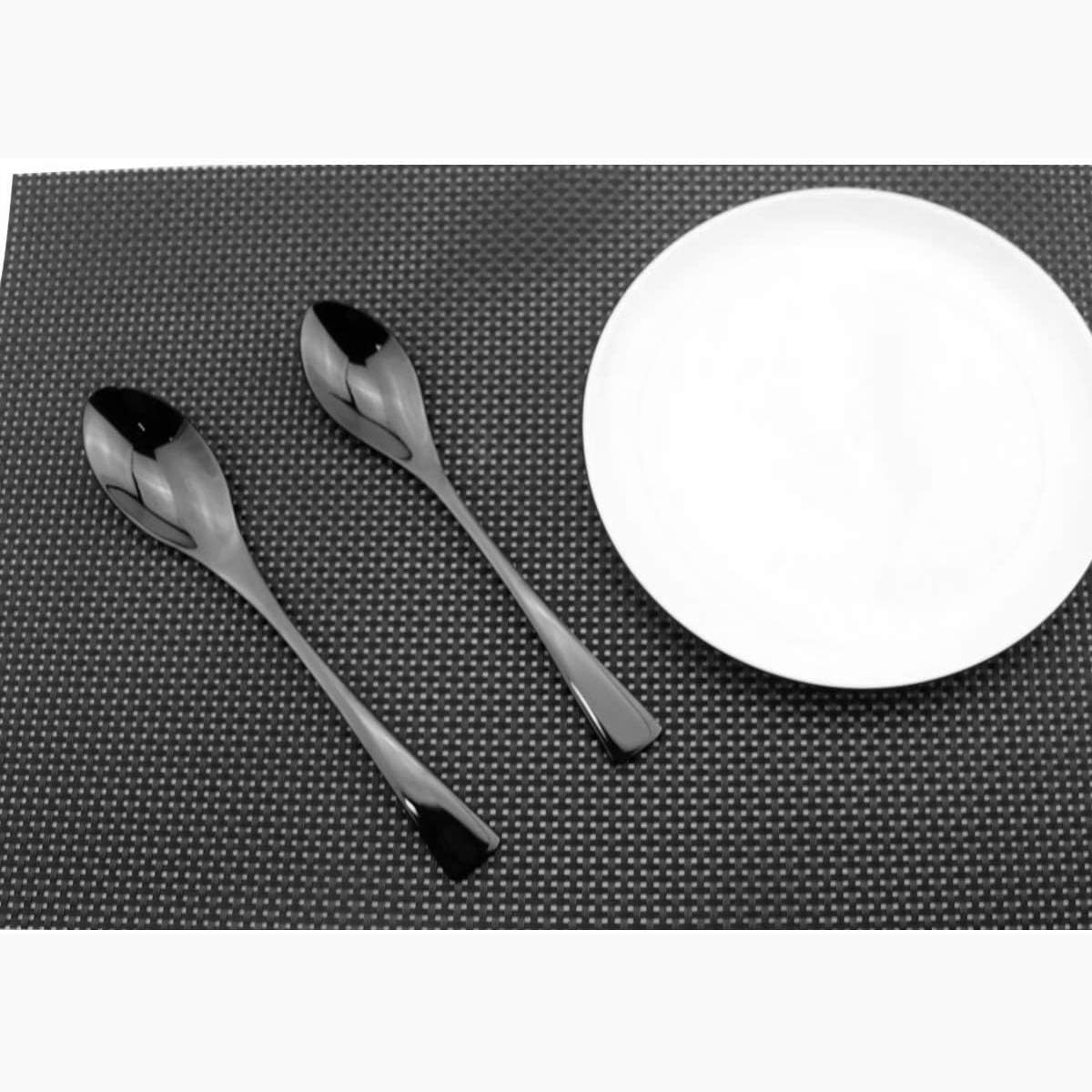 Flatware Set 18/10 Stainless Steel Mirror Polished Black Cutlery - Silverware Utensil Set of Serrated Steak Knife Dinner Fork Knife Spoon Salad Fork Dessert Spoon,24 Piece Service for 4