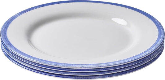 Portmeirion Potter's Brushstroke Dinner Plate (Set of 4) - 10.5" Earthenware Plates with Classic Brushstroke Rim - Microwave, Dishwasher, Freezer, Oven Safe - Ideal Modern Dinnerware Set (Blue)
