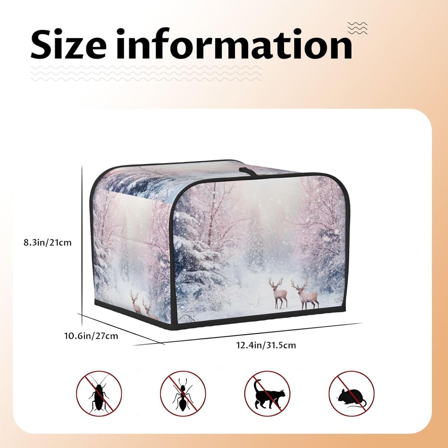 Toaster Cover 4 Slice Winter Deer Forest Christmas Kitchen Small Appliance Covers with Pockets Dust and Fingerprint Protection