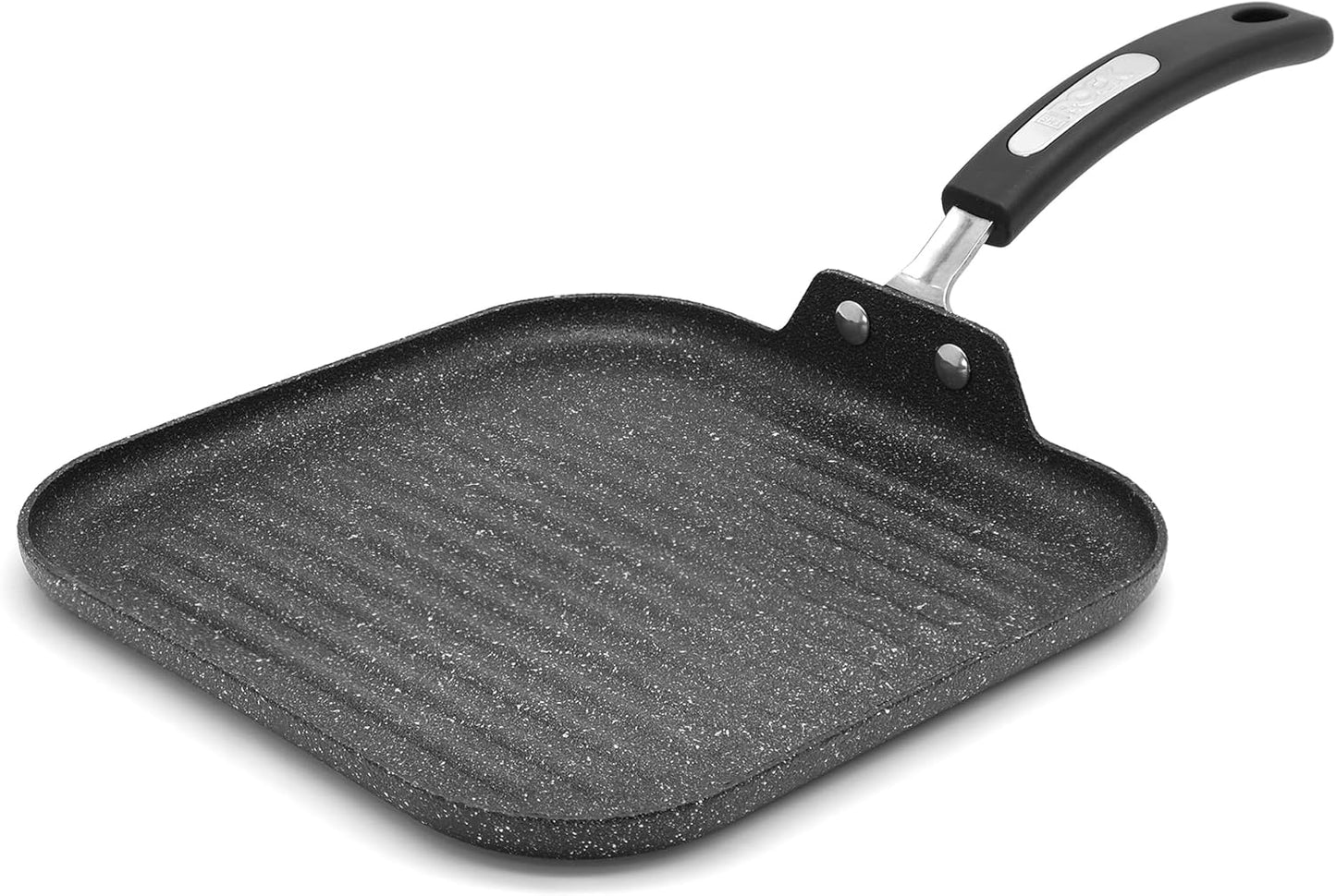 Starfrit The Rock 25cm (10") Non-Stick Grill Pan - Durable Forged Aluminium - Oven Safe - PFOA Free - Easy to Clean - Black