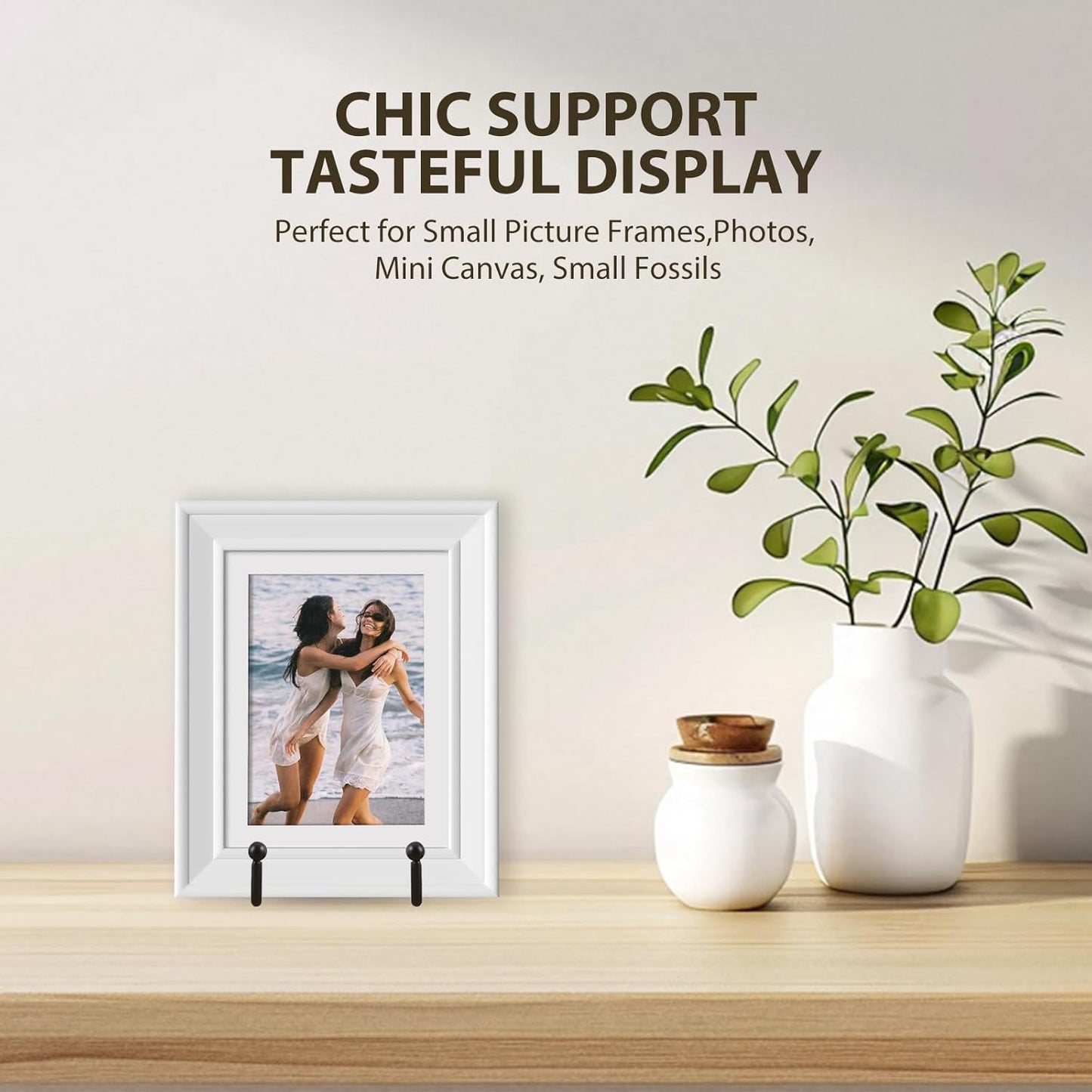 LIONWEI LIONWELI Plate Display Stand Easel Holders - 3" Tabletop Metal Stands for Small Decorative Plates, Photos & Picture Frames - Black, 4-Pack