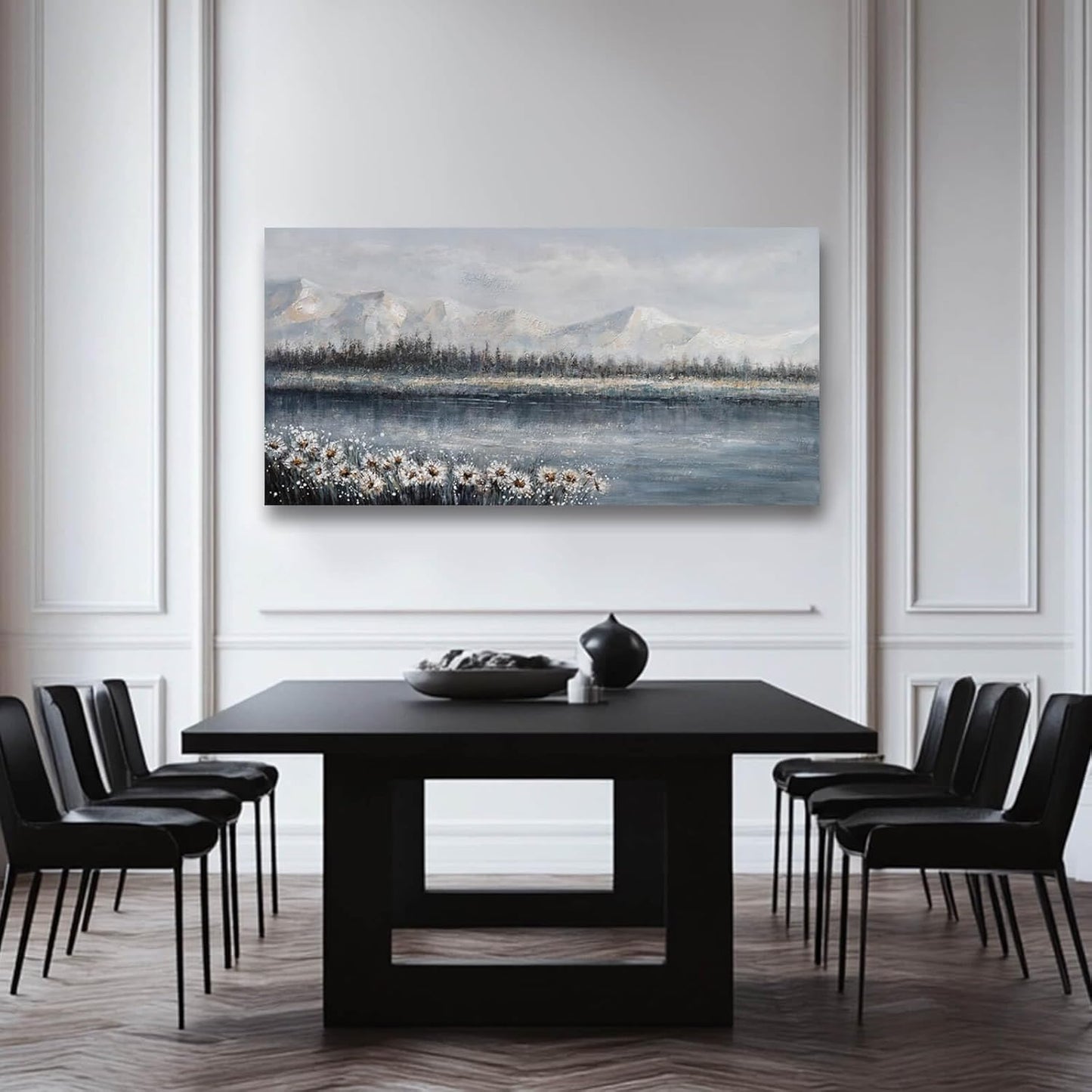 CHUDANHAO Large Wall Art Abstract Wall Decor Floral Arts Mountain Modern Artwork White Poster Pictures for Girls Women Room 24"x48"