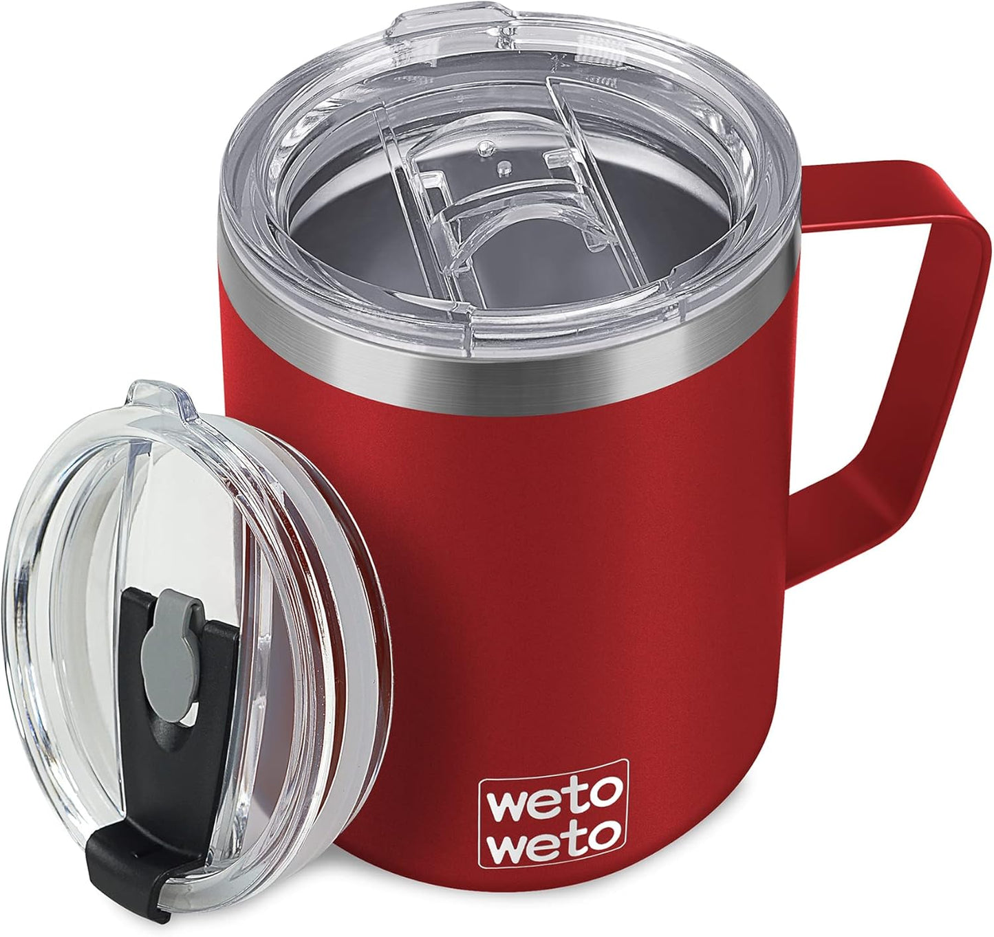 WETOWETO 14 oz Coffee Mug, Vacuum Insulated Camping Mug with Lid, Double Wall Stainless Steel Travel Tumbler Cup, Coffee Mugs Outdoor, Powder Coated Harvest Red