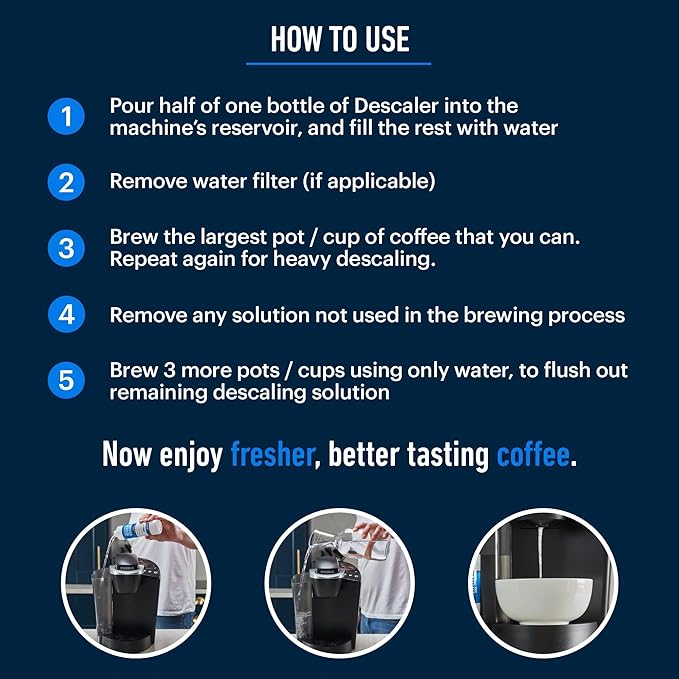 Essential Values Descaling Solution for Delonghi Keurig Breville Nespresso (4 Uses) - Coffee Machine Descaler Cleaner - Liquid To Descale Automatic Coffee Makers & Espresso Machines
