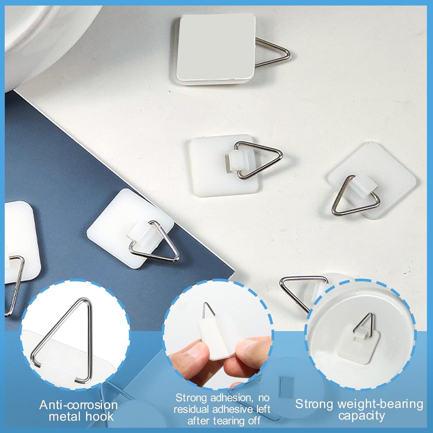 36 Pcs Invisible Plate Hangers for The Wall, 3 Size Plate Hanger Adhesive, 2 Square Sizes (0.96 & 1.25 Inch) & 1 Round (0.84 Inch) for Hanging Pictures for Display, Art, Pictures, Decorative (White)