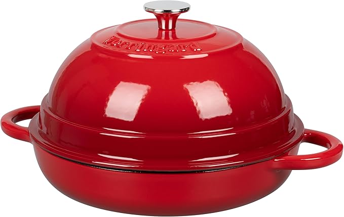 Cast Iron Enameled Dutch Oven Pot with Lid for Bread Baking, Bread Oven, 6 Quart, Red