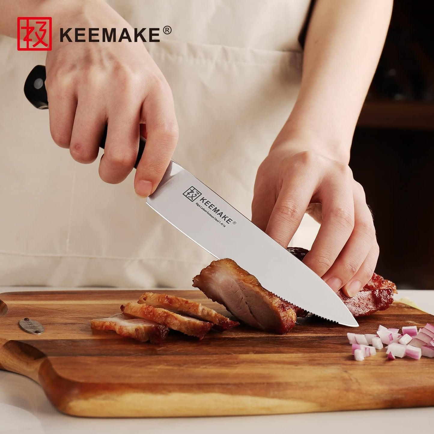 KEEMAKE Kitchen Knife Set, 3PCS Sharp High Carbon Stainless Steel Knives Set for Kitchen with Ergonomic Handle, Chef Knife set Professional Carving Knife Set for Meat Vegetable Fruit