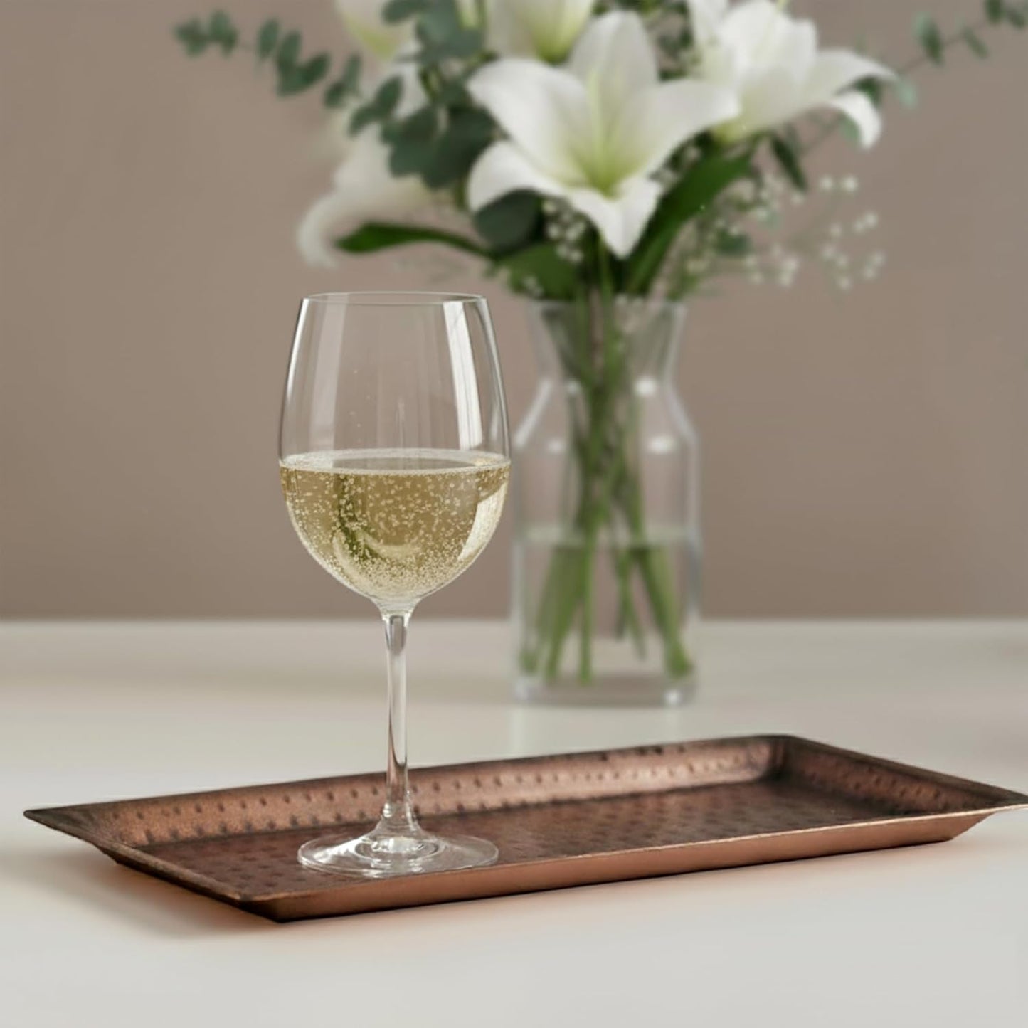 Monarch Abode Hand Hammered Metal Serving Tray, 12-Inch Antique Copper Finish – Rectangle Serving Platter, Small Serving Tray for Party, Fruit Platter, Dessert Trays, Serving Dishes, Pack of 2