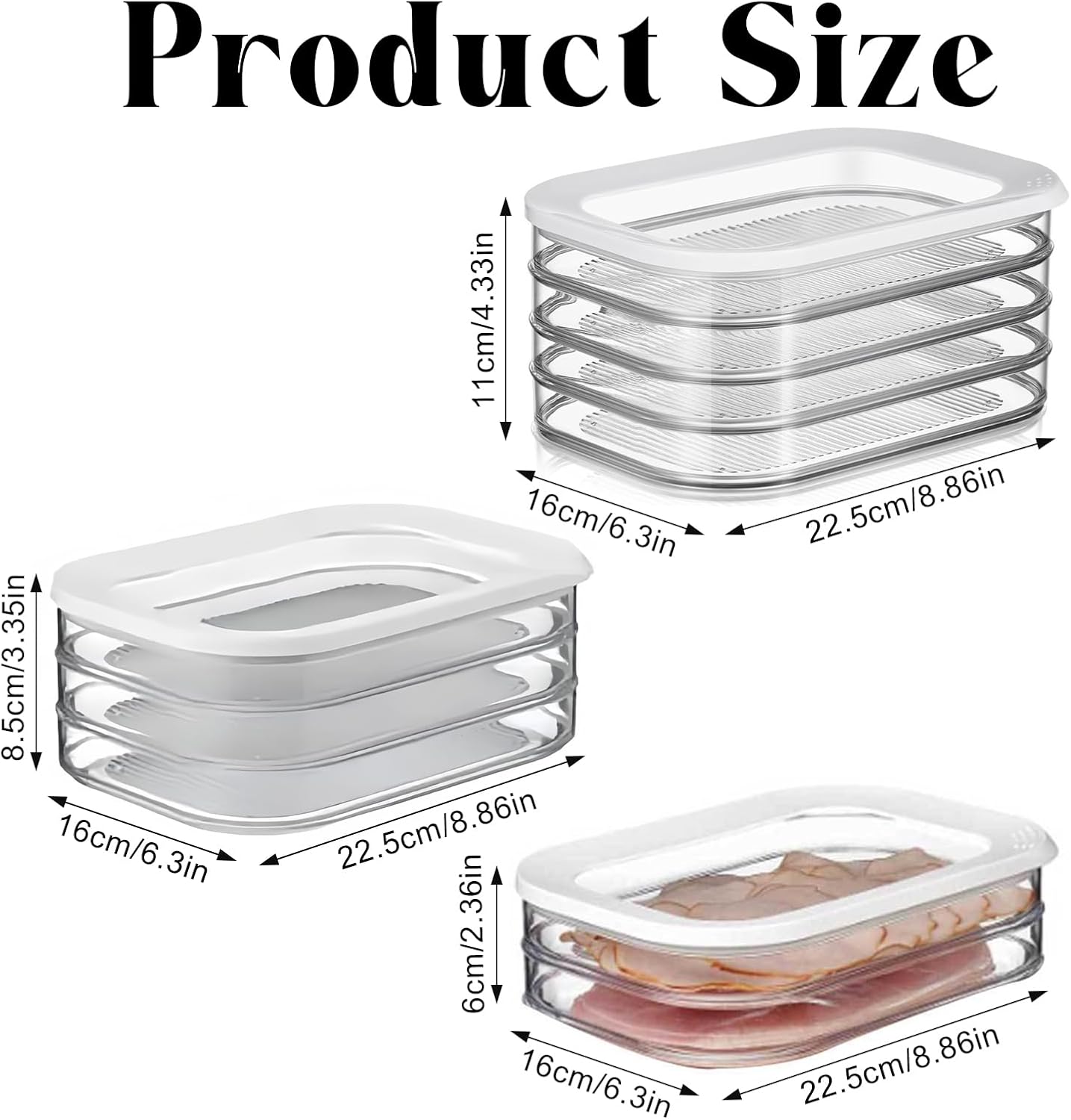 4 Layer Deli Meat Container for Fridge,Refrigerator Organizers And Storage for Meat,Lunch Meat Container with Lids for Refrigerator,Lunch Meat Container,Stackable Meal Prep Containers (4 Layer)