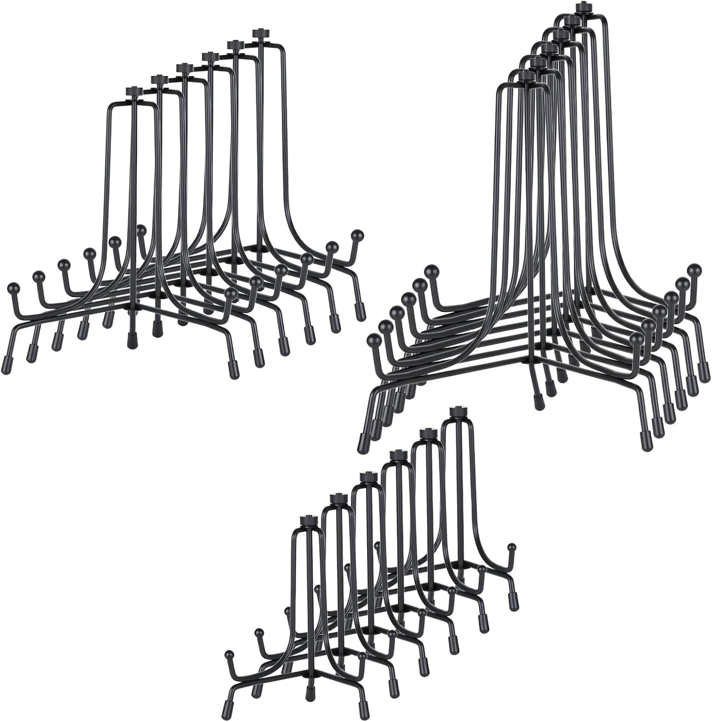 18Pcs Black Iron Plate Stands for Display, 3 Size Anti Slip Easel Plate Holder 4, 6, 8 Inch Decorative Metal Display Stand for Picture Photos Frame Plaque Decorative Platter Table Artwork