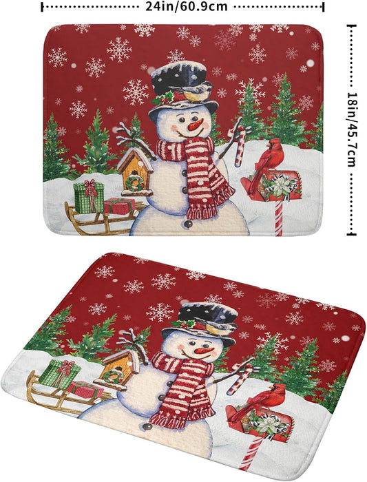 Winter Snowman Dish Drying Mat Red Bird Microfiber Dish Pad 18x24 Inch Absorbent Fast Dry Dishes Draining Mats Holiday Kitchen Accessories