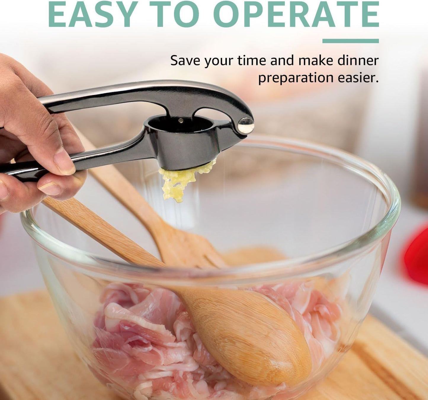 GD Black Garlic Press Crusher Mincer Tool - Stainless Steel Garlic Press, Dishwasher Safe & Rust Proof, Easy-Squeeze Garlic Crusher with Ergonomic Handle - Includes Silicone Peeler & Brush (Black)