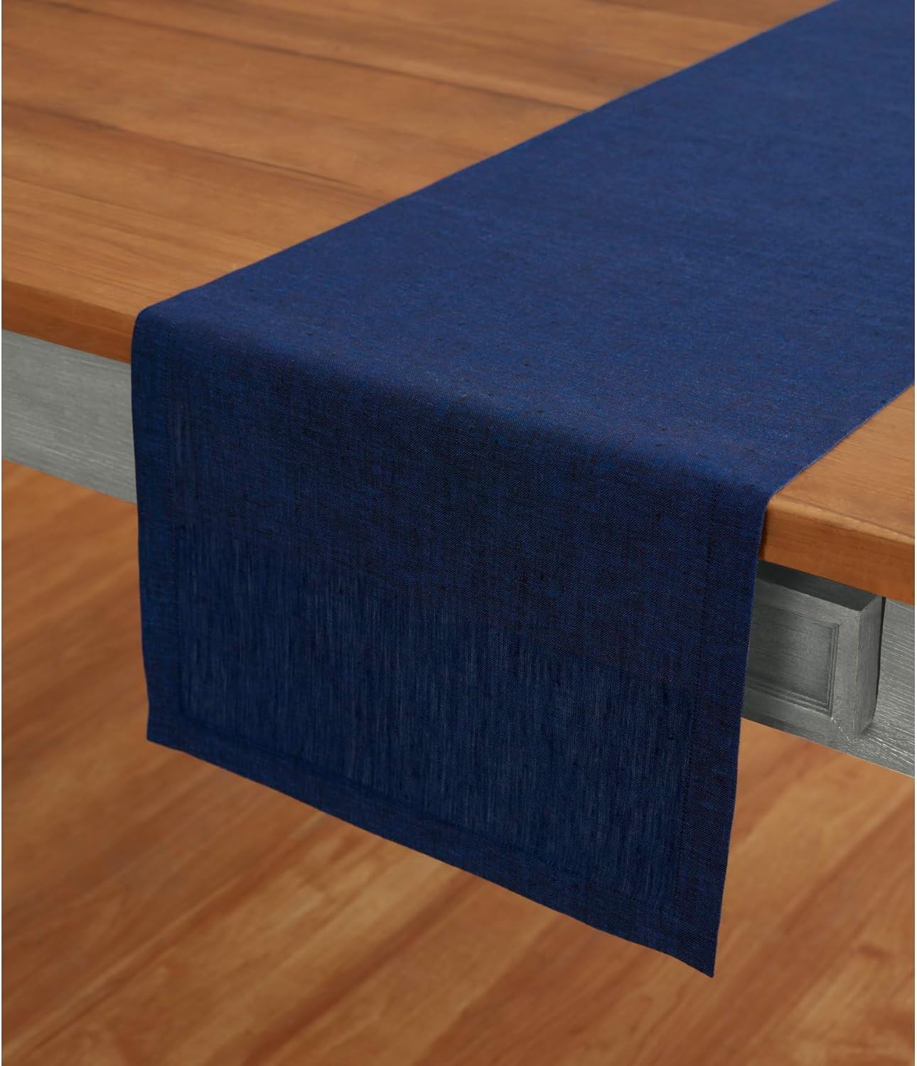 Solino Home Linen Table Runner 144 Inches Long - Athena, 100% Pure Linen Royal Blue 14 x 144 Inch Table Runner for Dining