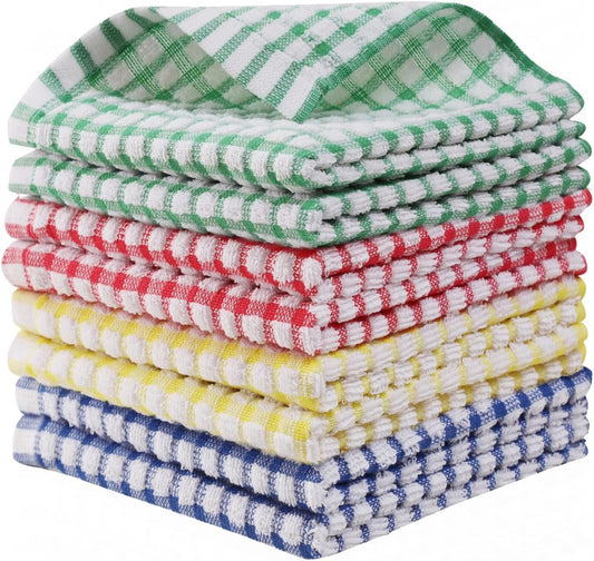 Egles 8 Packs Kitchen Dishcloths 12x12 Inches 100% Cotton Kitchen Dish Cloths for Washing Dishes Scrubbing Wash Cloths Dish Towels Sets (Mix Color)