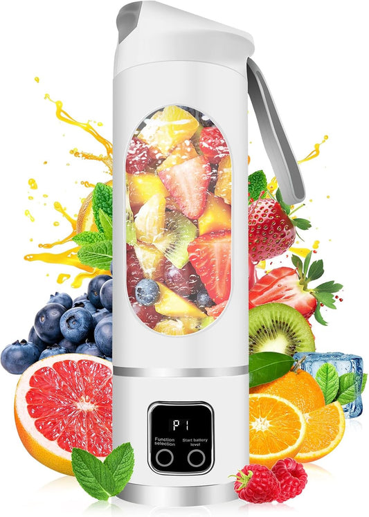 Portable Blender Personal Electric USB，500ML Portable juicer Shakes and Smoothies Blender，Small Blenders，Mixing，Compact、Convenient and Versatile (White)