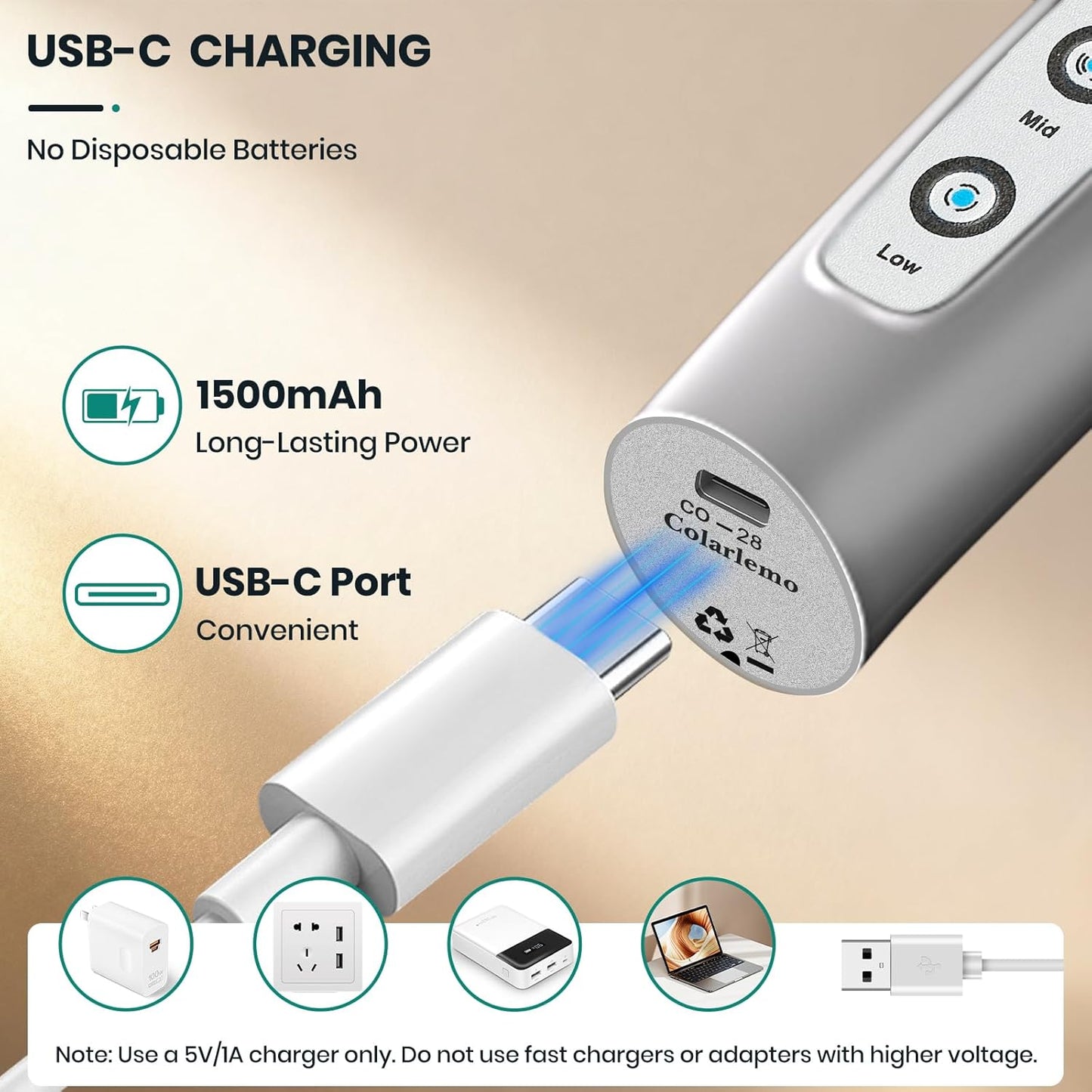 Milk Frother Handheld Rechargeable, Frother Wand Drink Mixer Electric Whisk for Coffee, Detachable With 3 Stainless Whisks, Hand Mixer for Lattes, Cappuccino, Matcha, Egg, No Stand, Silver