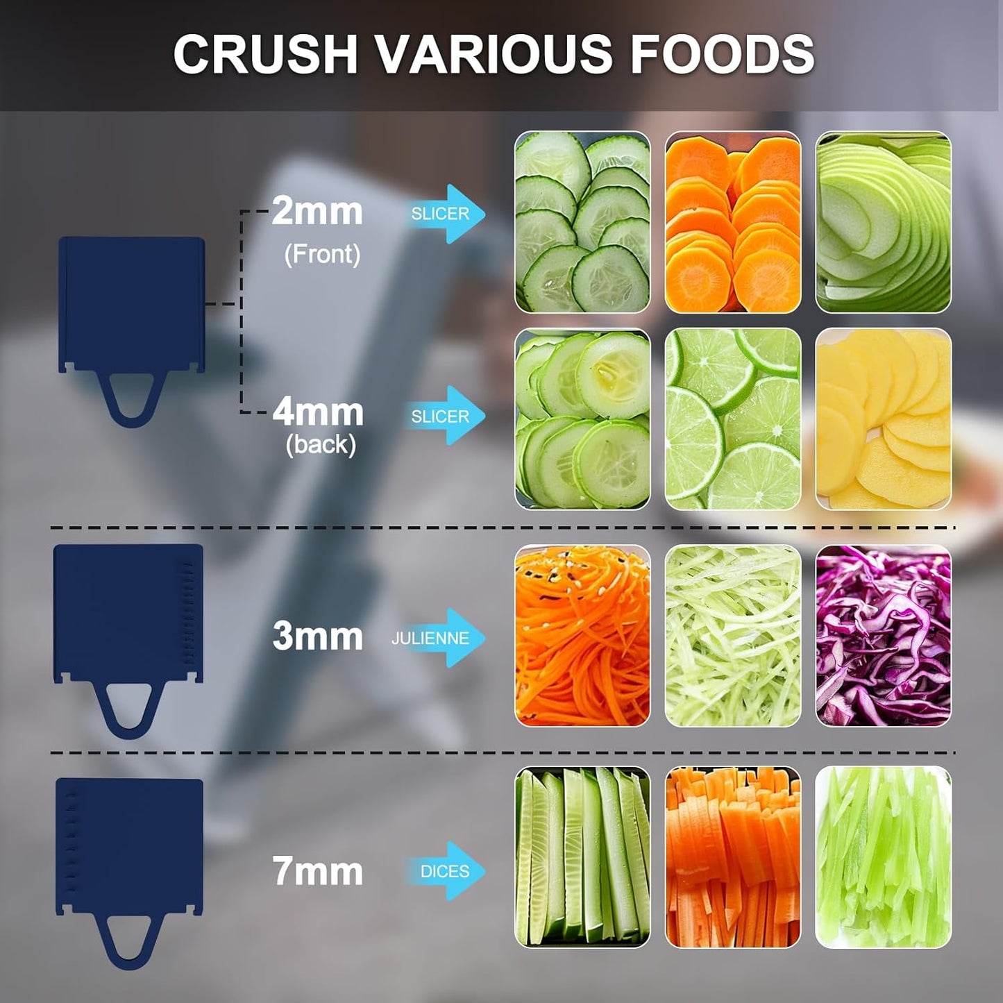 Mandoline Slicer for Kitchen, Mandoline Slicer Safe Multifunctional Dicer Adjustable Commercial Slicer Machine Stainless Steel Chopper