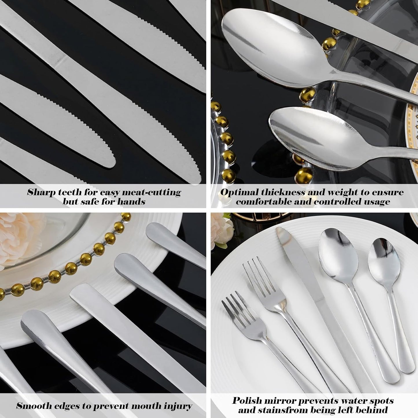 60 PCS Silverware Set - Windsor Stainless Steel Silverware Set for 12 Kitchen Flatware Set Cutlery Set For Home Restaurant Hotel, Kitchen Dishwasher Safe & Mirror Polished Utensils Set