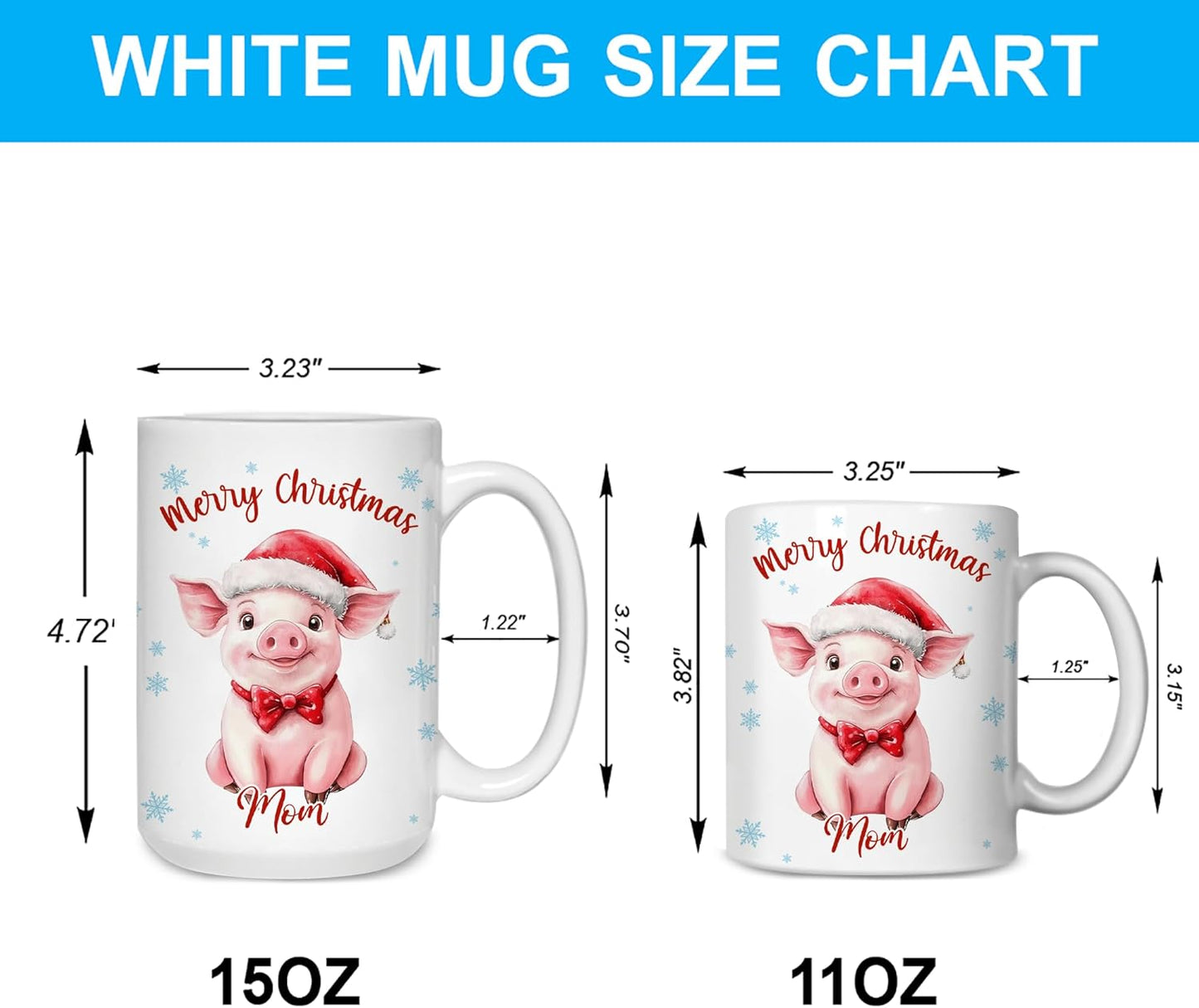 Hyturtle Personalized Gifts Pig Lover - Pig Wearing Santa Hat Custom Name Ceramic Coffee Mug Cup 11oz - Cute Animal Lovers Gifts For Women, Girl kids Family On Birthday, Christmas