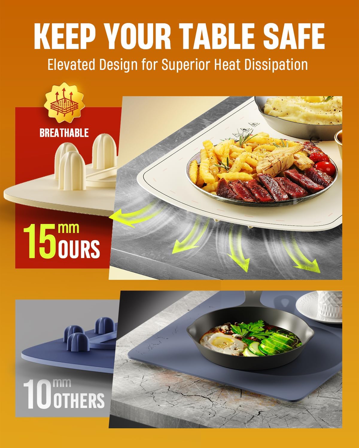 Warming Mat for Food, VEPOKA Food Warmer Mat for Countertop, Electric Warming Tray with 7 Temp Levels & Auto Shut-Off, Food Warmers for Parties, Ideal Gift for Kitchen & Buffet Use