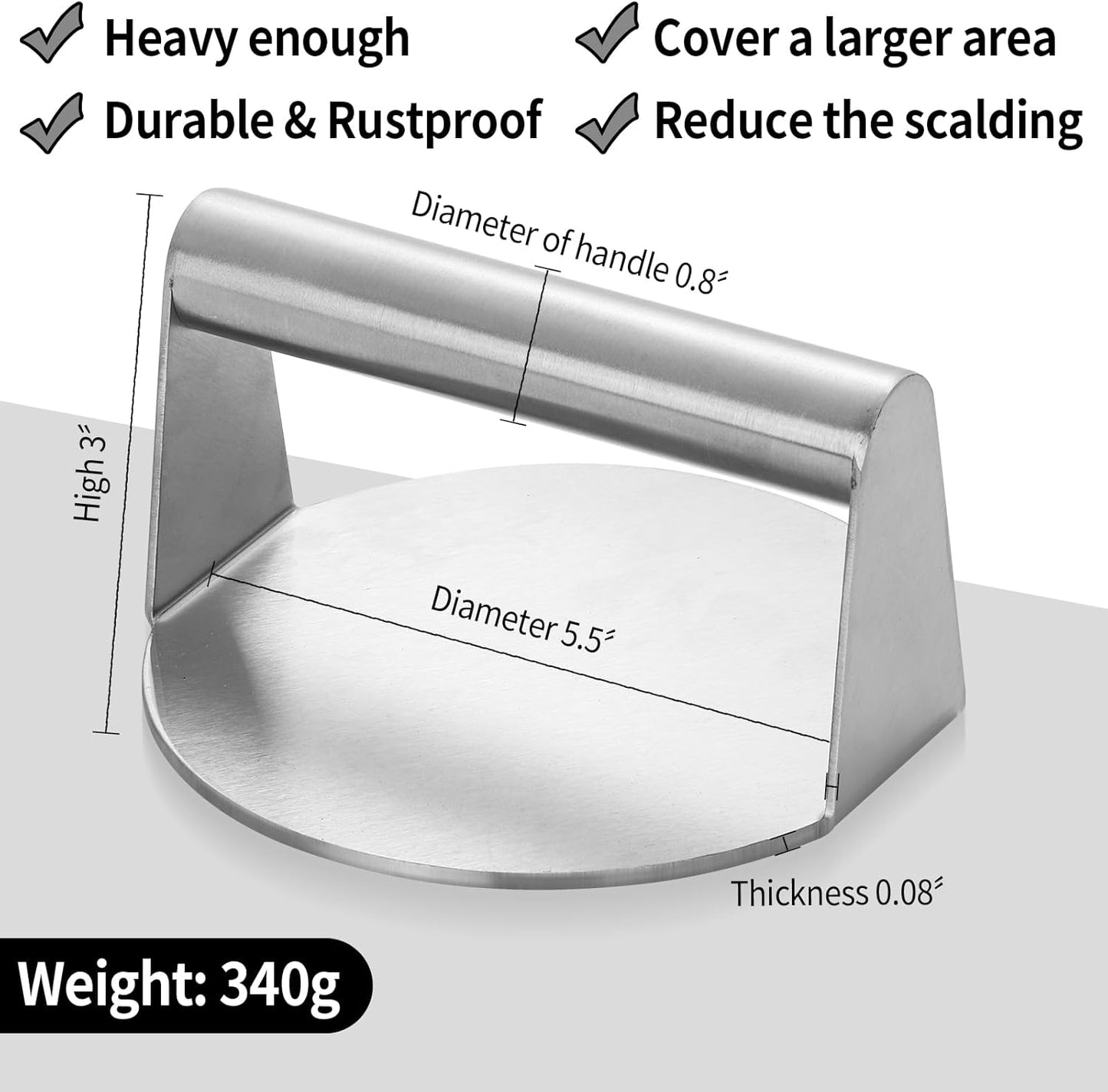 Stainless Steel Spatula Set, Amafox 5-Piece Grill Spatula Set with Full Tang Handle- Flat BBQ Grill Griddle Accessories- Spatula Pancake Flipper Hamburger Turner