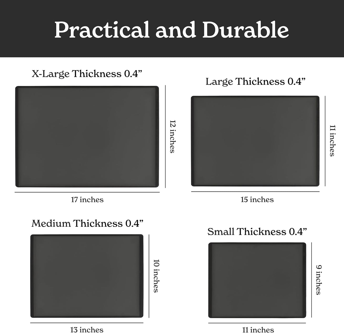 SMIRLY Plastic Cutting Board Set with Holder 4 Pieces, Non-Slip Dishwasher Safe Chopping Boards for Kitchen, Dark Grey