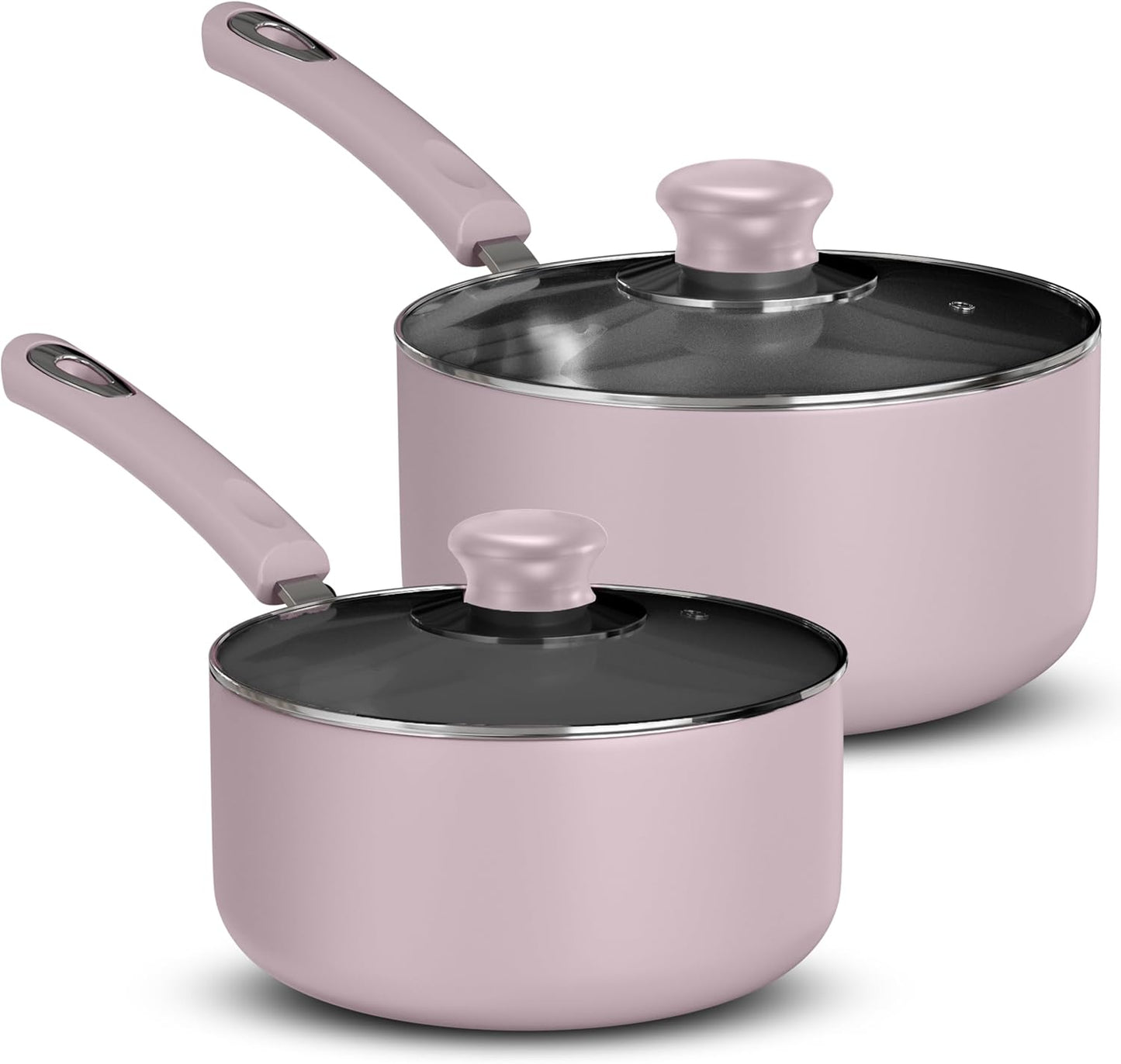 Utopia Kitchen Nonstick Stock Pot Saucepan Set with Lids, 1 Quart and 2 Quarts Multipurpose Stock Pots Set for Home, Kitchen or Restaurant, Purple & Black