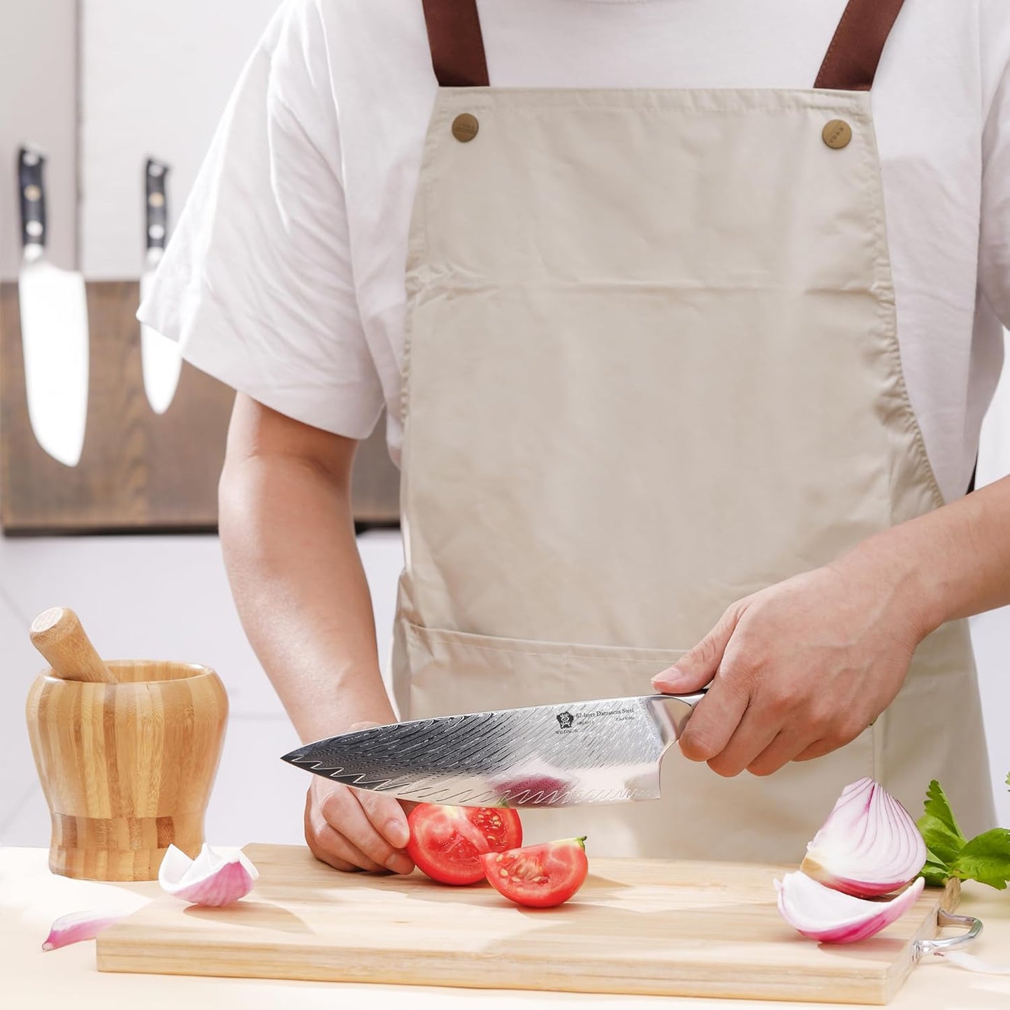 WILDMOK Chef Knife, 8 inch Japanese Damascus Steel Chef Knife, Resin Handle kitchen knives, professional sharp chef's knives for kitchen