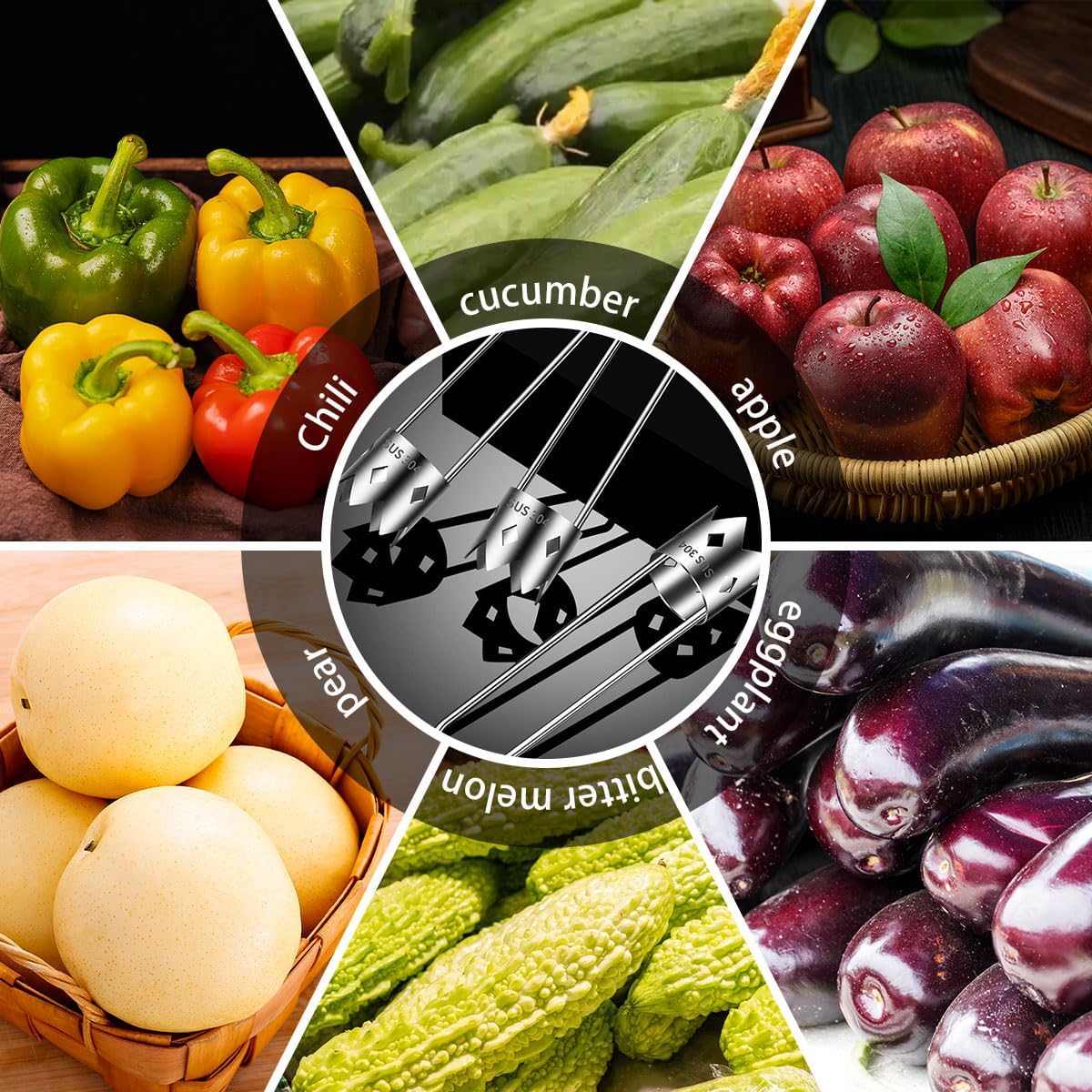 Red Bell Pepper Seed Corer,Multifunction Stainless Steel Pepper Corer Seed Remover Tool, Kitchen Utility Gadgets for Cored Bell Peppers, Apples, Pears