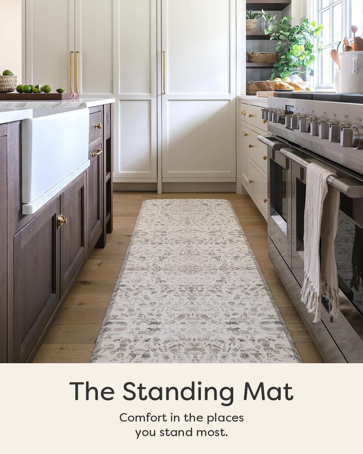 House of Noa Nama Standing Mat – Anti-Fatigue Cushioned Kitchen Mats for Floor | Ergonomic Bounce-Back Foam Kitchen Mats | Anti-Fatigue Mats for Kitchen & Standing | Emile Latte | 22" x 36"