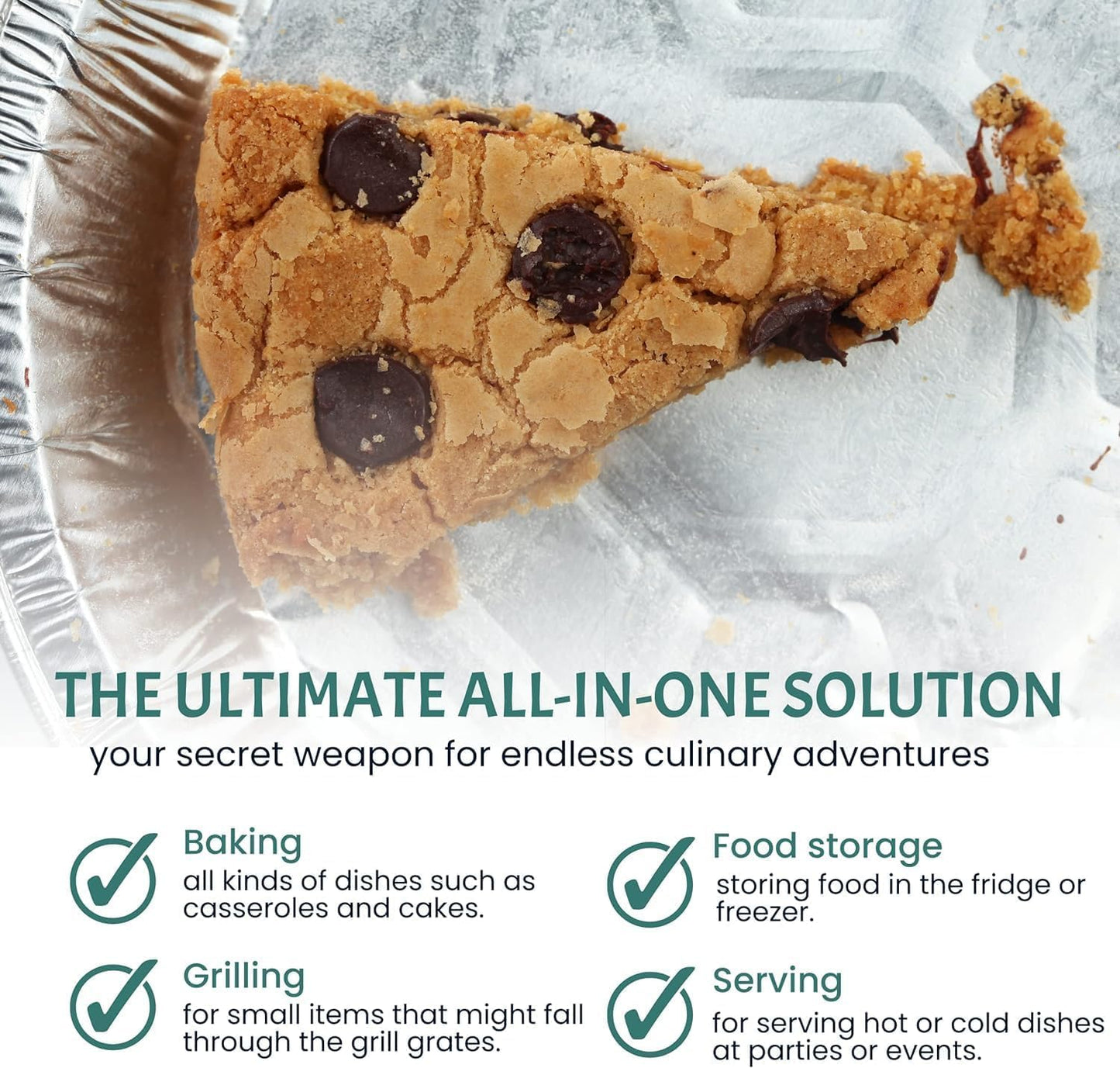 FUNSTITUTION Round Aluminum Pans with Lids (30 Pack) - 7 Inch Disposable Pie Pans - Round Aluminum Foil For Baking, Grilling, Cooking, Storing, Prepping - Pie Tins with Lids