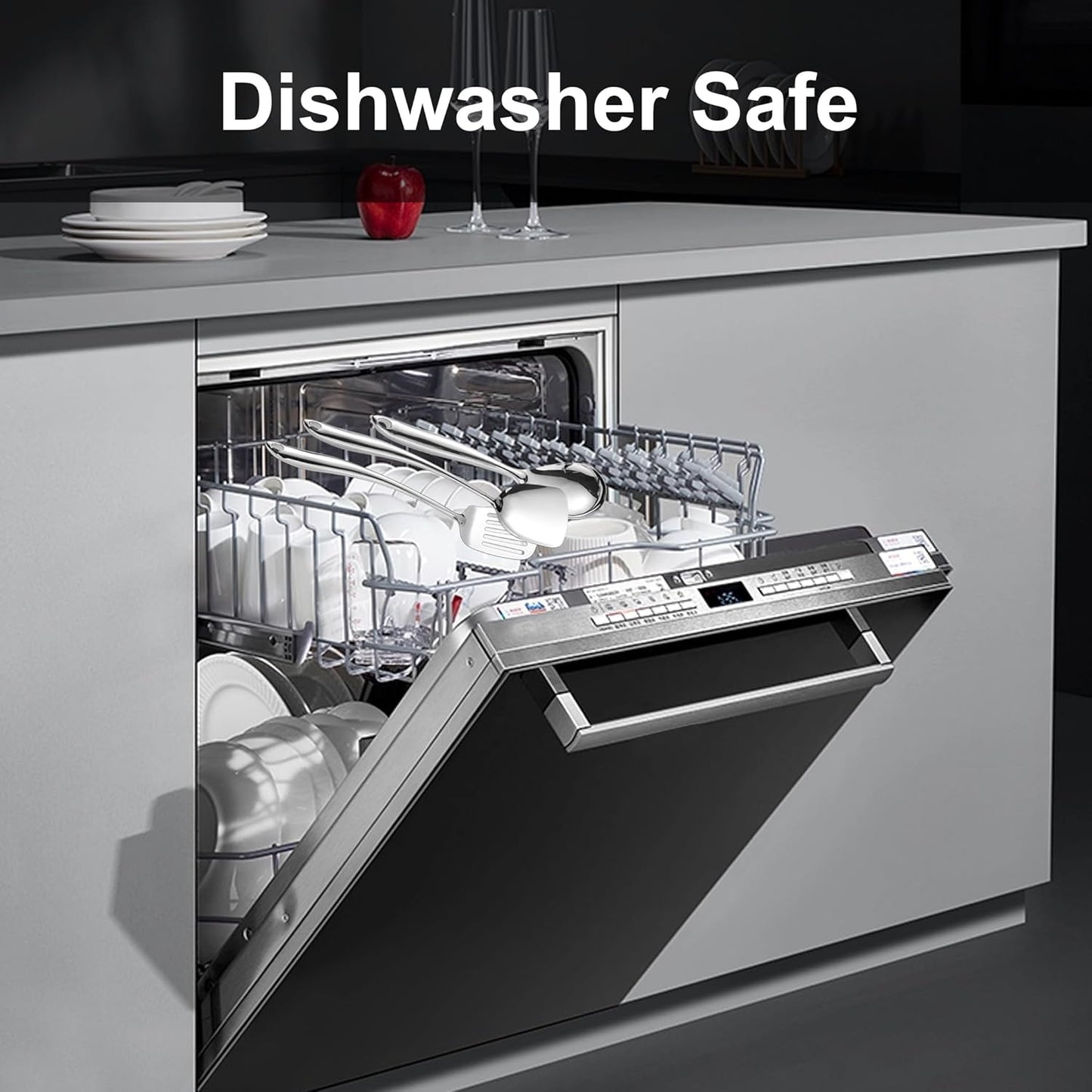 304 Stainless Steel Kitchen Utensil 6 PCS Cooking Utensils Set, Spatula, Ladle, Skimmer, Slotted Spatula Tunner, Spaghetti Spoon, Large Spoon