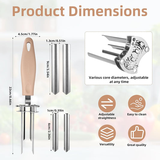 Fruit and Vegetable Core Remover, Stainless Steel Adjustable Red Bell Pepper Corer Practical Kitchen Apple Remover Gadget for Removing Fruit & Vegetable Cores