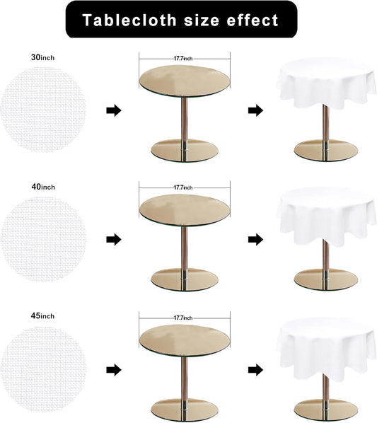 Hiasan Round Tablecloth 45 Inch Linen - Wrinkle and Stain Resistant Washable Polyester Fabric Table Cloth for Dining Room Kitchen Party, White
